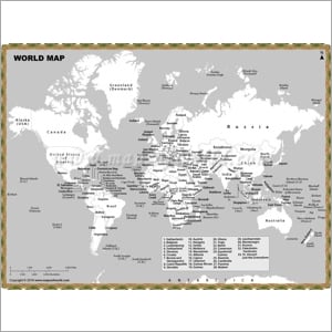Black and White World Map with Countries