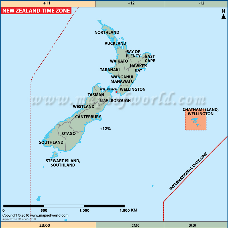 Newzealand Time Zone Map