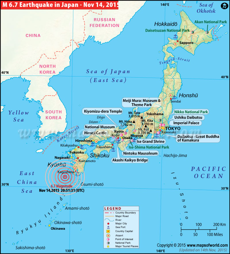 M6.7 Earthquake in Japan - Nov 14, 2015