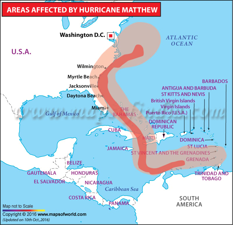 areas affected by Hurricane Matthew