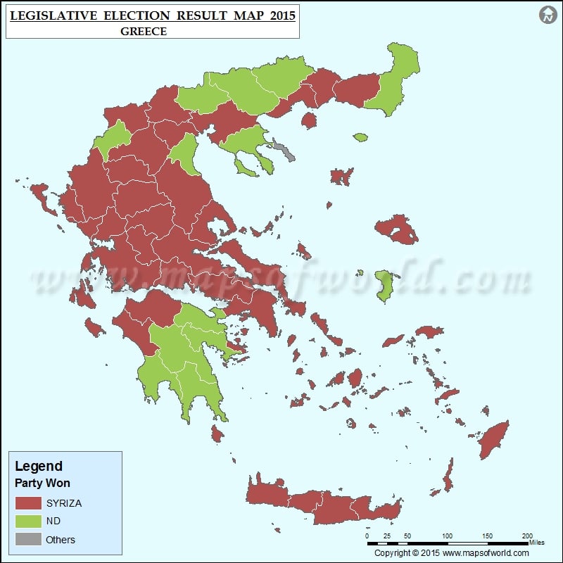 Map of Greece Election Results 2015