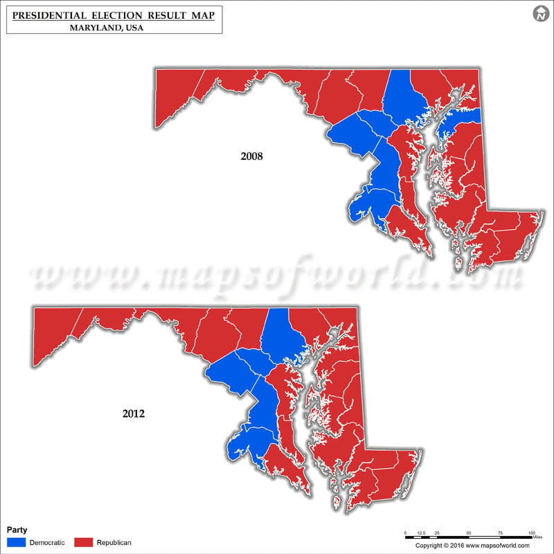Maryland Election Results 2016 Map by County