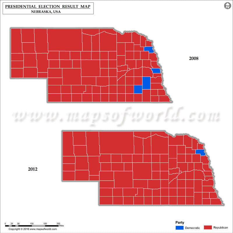 Nebraska Election Results 2016 Map by County