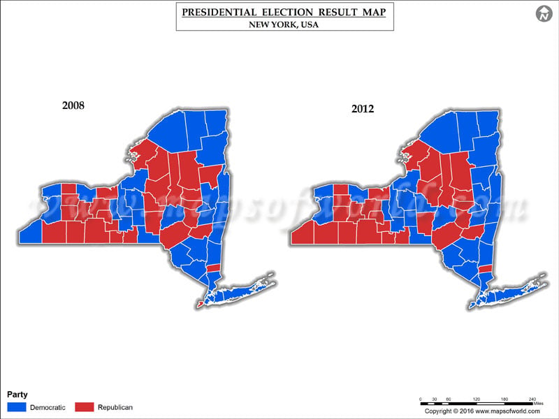New York Election Results 2016 Map by County