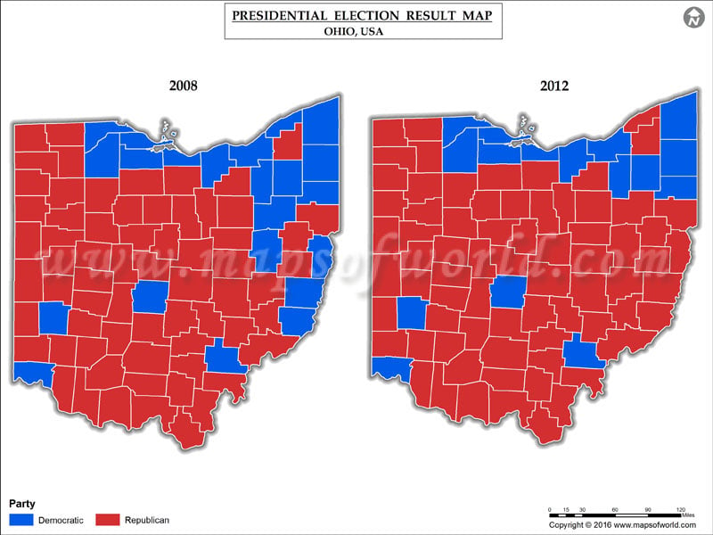 Ohio Election Results 2016 Map by County