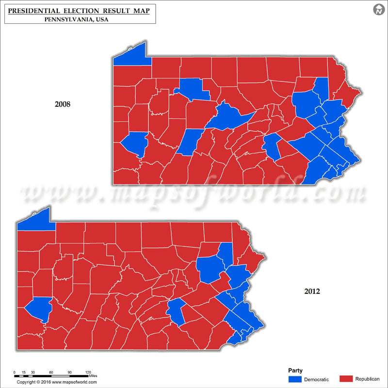 Pennsylvania Presidential Election Results Map 2008 Vs 2012