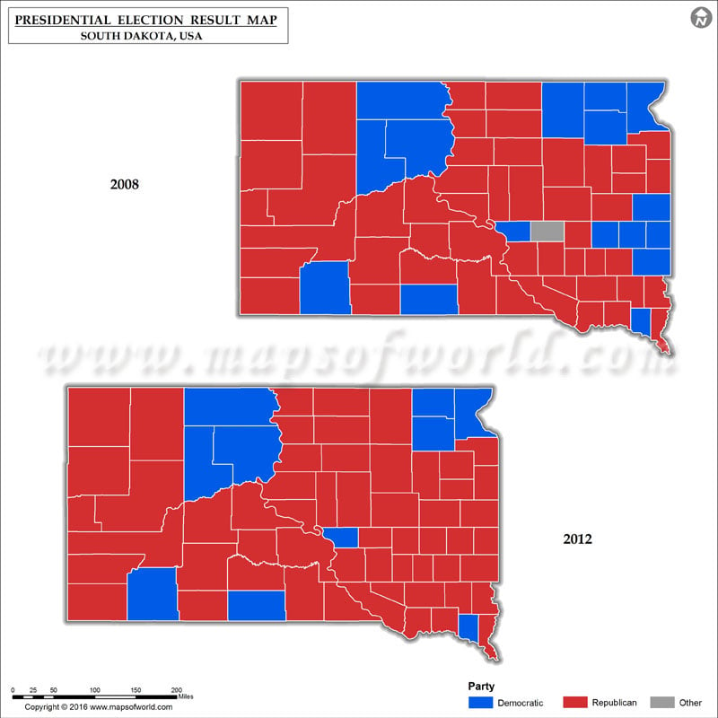 South Dakota Election Results 2016 Map by County