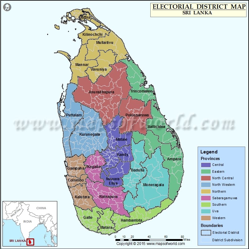 Map of Electoral Districts in Sri Lanka