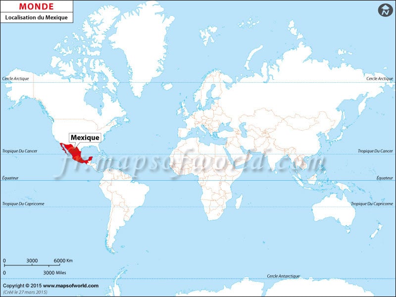 carte monde mexique - Image