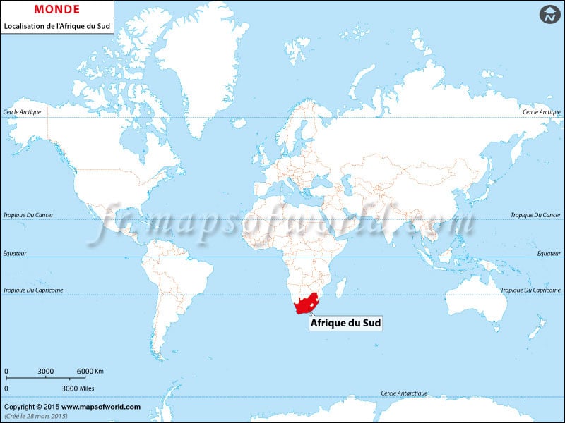 afrique du sud carte mondiale - Image
