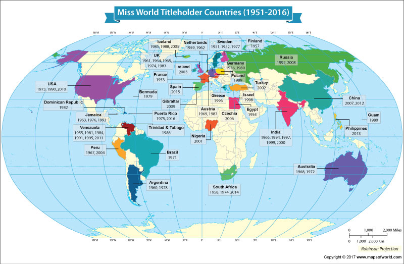 Miss World Titleholder Countries In The World 1214