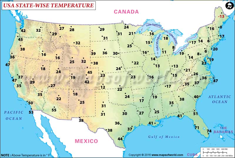 Temperature Forecast Map for the United States