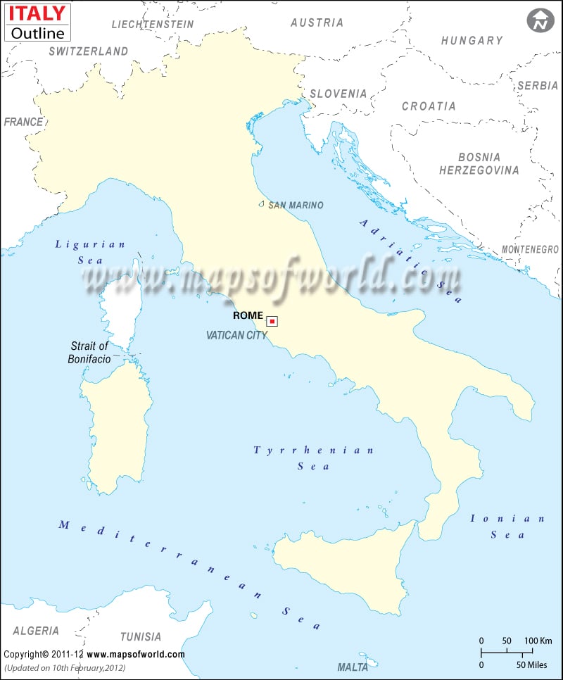 Italy Map Outline Printable