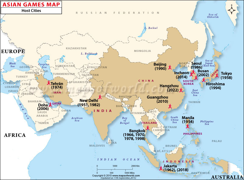 Asian Games Host city Map