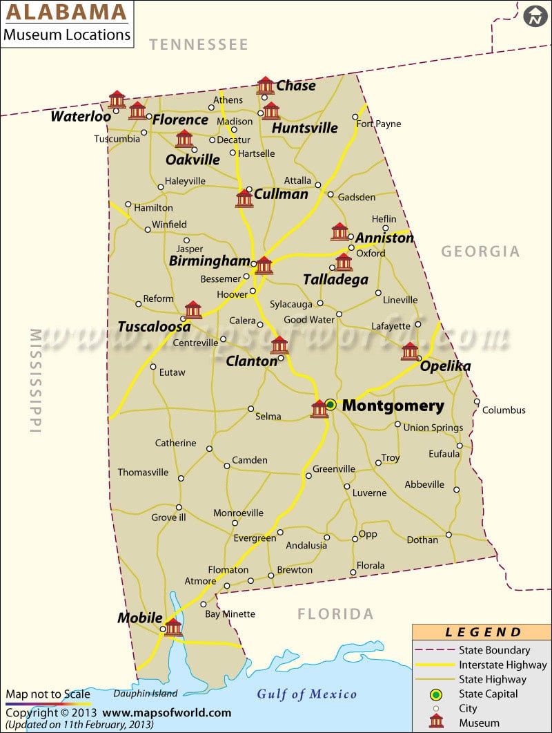 Alabama Museums Map