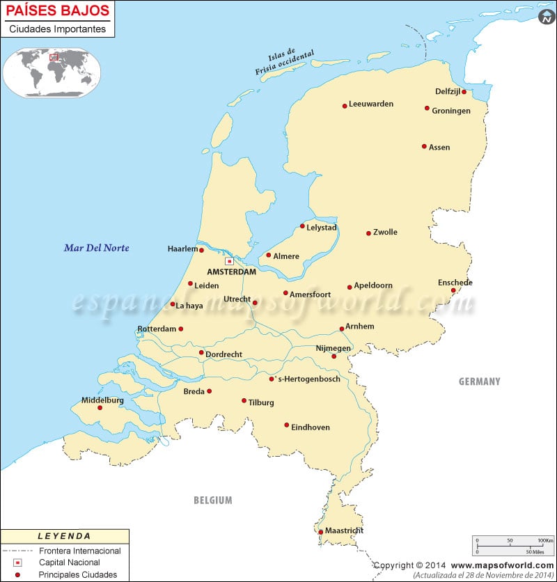 Ciudades en Países Bajos, Mapa de los Países Bajos Ciudades