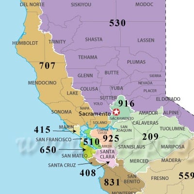 California Area Code Map