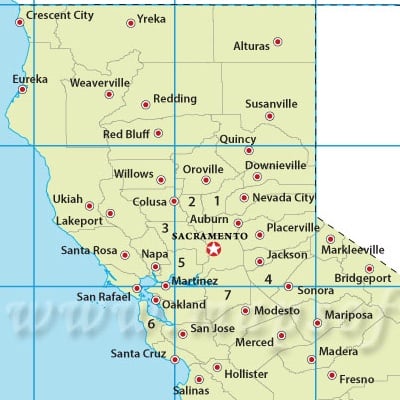 California Latitude and Longitude Map