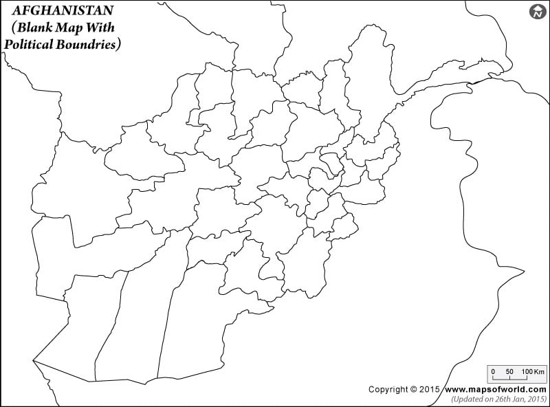 Afghanistan Blank Map With Poltical Boundries