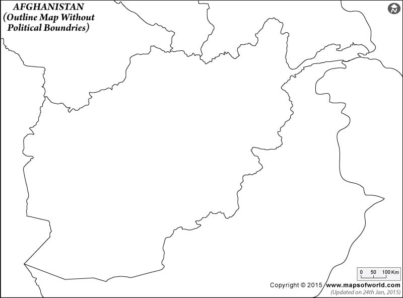 Afghanistan Outline Map Without Political Boundries