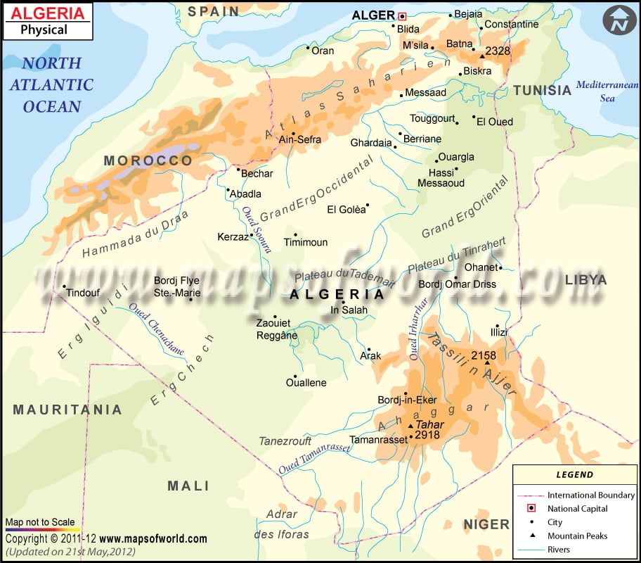 Algeria Physical Map