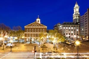 Built as a marketplace and meeting hall in 1742, Faneuil Hall is a popular tourist attraction in Boston.