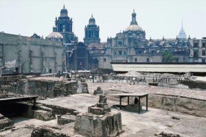 Templo Mayor, the main temple of the Aztecs, was a place to make offerings to the god of war, Huitzilopochtli, and the god of rain and agriculture, Tlaloc.