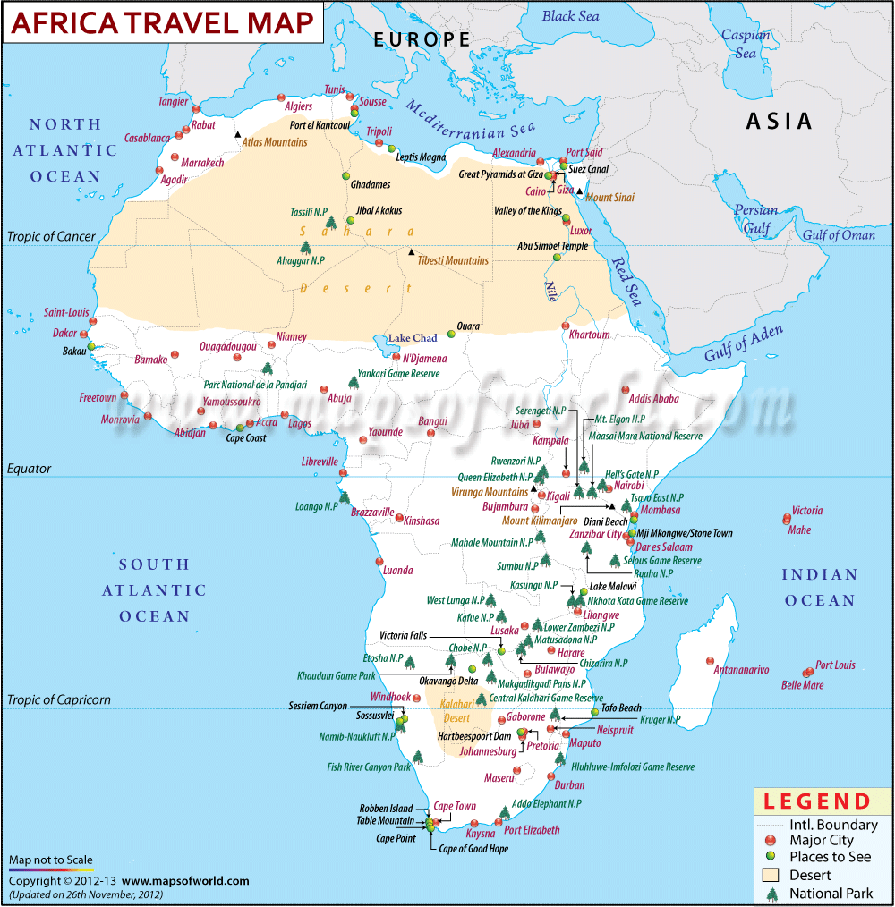 Africa travel map