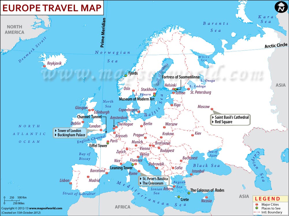 Europe travel map