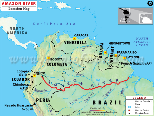 amazon river on map Amazon River Travel Information Map Facts Location Best Time