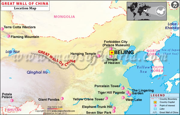 Location map of Great Wall of China