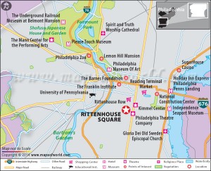 Location map of Rittenhouse Square in Philadelphia