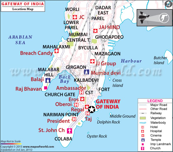 Location map of Gateway of India