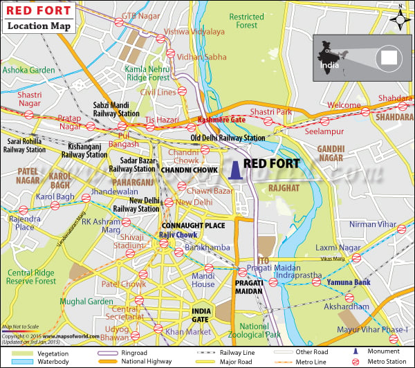 Location map of Red Fort