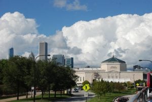 Shedd Aquarium and the Skyline in the back,Chicago