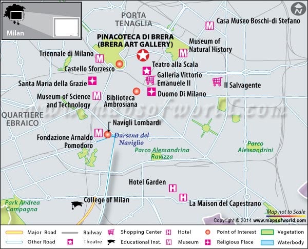 Location Map of Brera Art Gallery