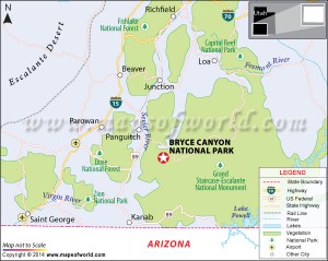 Location map of Bryce Canyon National Park.