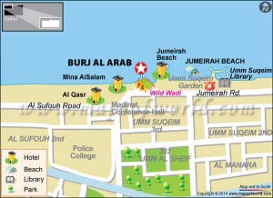 Location Map of Burj Al Arab in Dubai