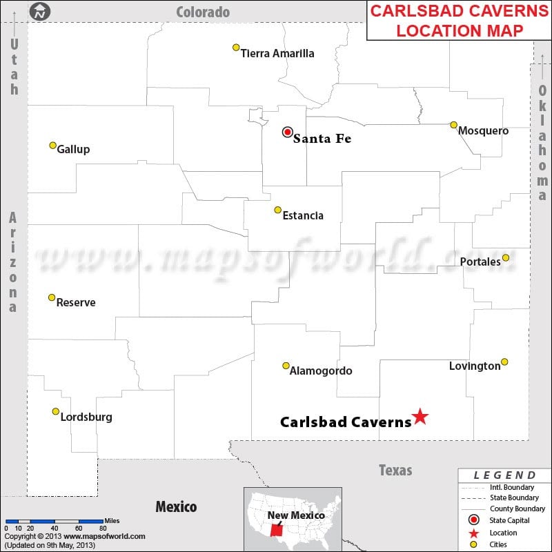 Location Map of Carlsbad Caverns National Park