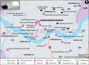 Location map of Dongdaemun Market in Seoul