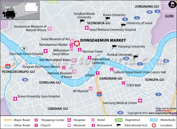 Location map of Dongdaemun Market in Seoul