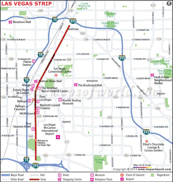 las vegas blvd map Las Vegas Strip Location Map