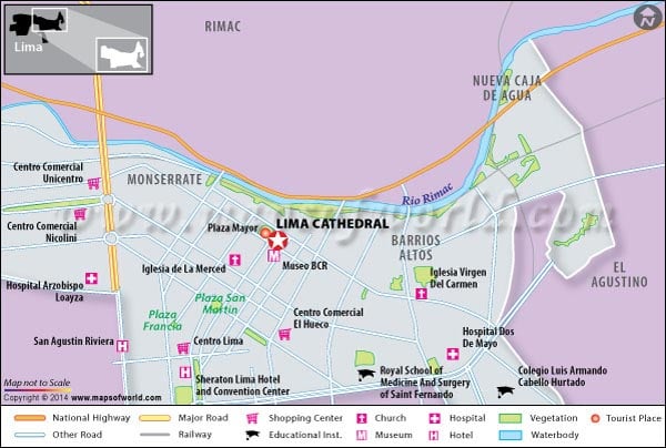 Location Map of Cathedral of Lima