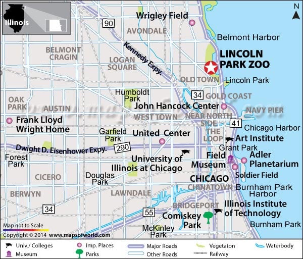 Location Map of Lincoln Park Zoo