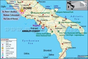 Location Map showing Amalfi Coast in Italy