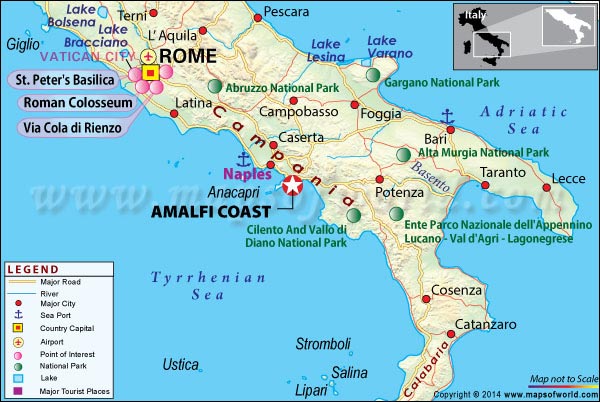 amalfi coast tour map