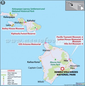 Location Map of Hawaii Volcanoes National Park