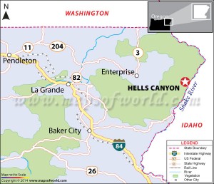 Location map of Hells Canyon