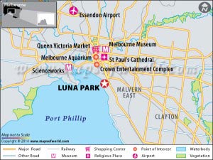 Location Map of Luna Park in Melbourne
