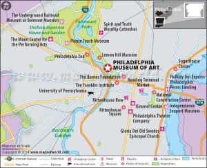 Location map of Philadelphia Museum of Art